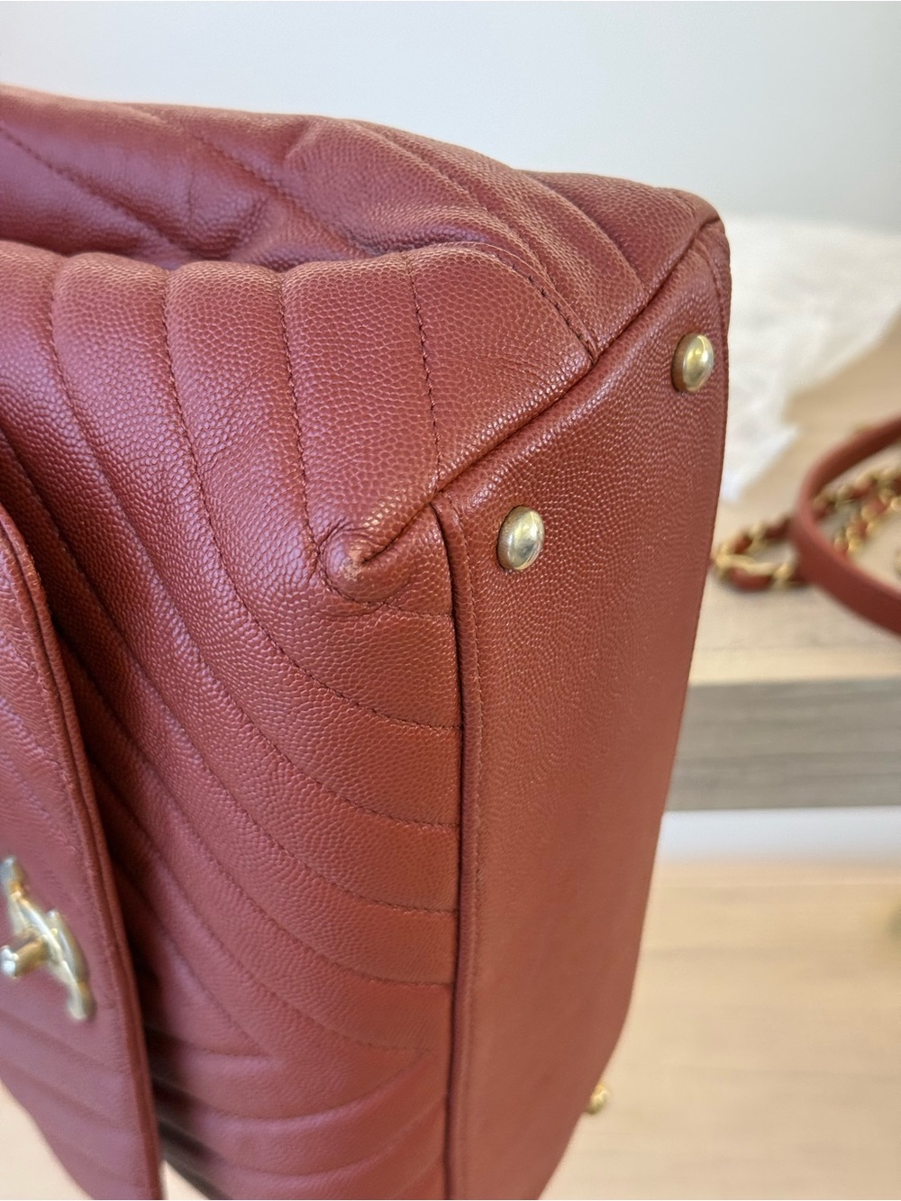 ❌SOLD❌Chanel Quilted Top Handle Bag in Deep Red - Picture 12 of 17